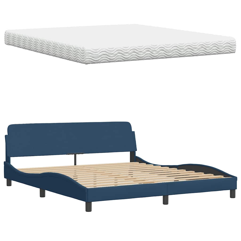 vidaXL Lit avec matelas "Hanko" bleu 180x200 cm Tissu