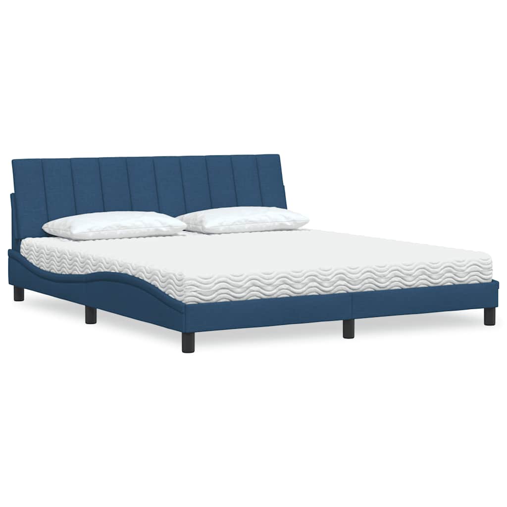 vidaXL Lit avec matelas "Hanko" bleu 180x200 cm Tissu