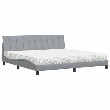 vidaXL Lit avec matelas "Hanko" gris clair 200x200 cm Tissu