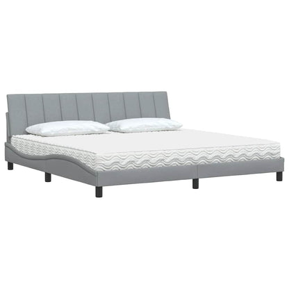 vidaXL Lit avec matelas "Hanko" gris clair 200x200 cm Tissu