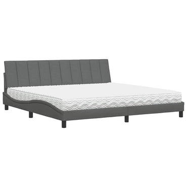 vidaXL Lit avec matelas "Hanko" gris foncé 200x200 cm tissu