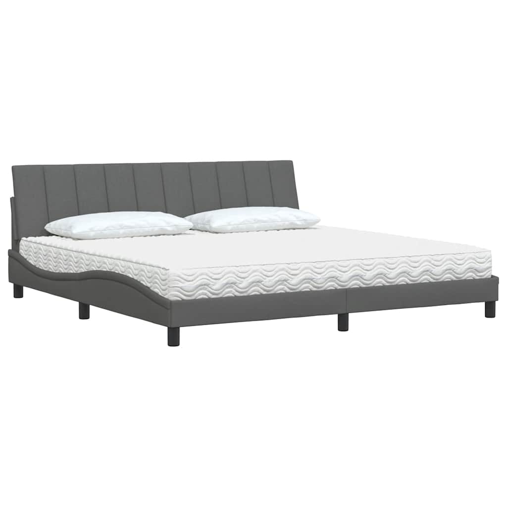 vidaXL Lit avec matelas "Hanko" gris foncé 200x200 cm tissu