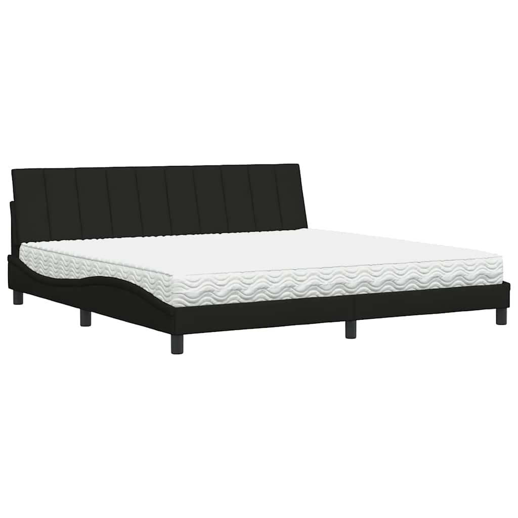 vidaXL Bett mit Matratze "Hanko" Schwarz 200x200 cm Stoff