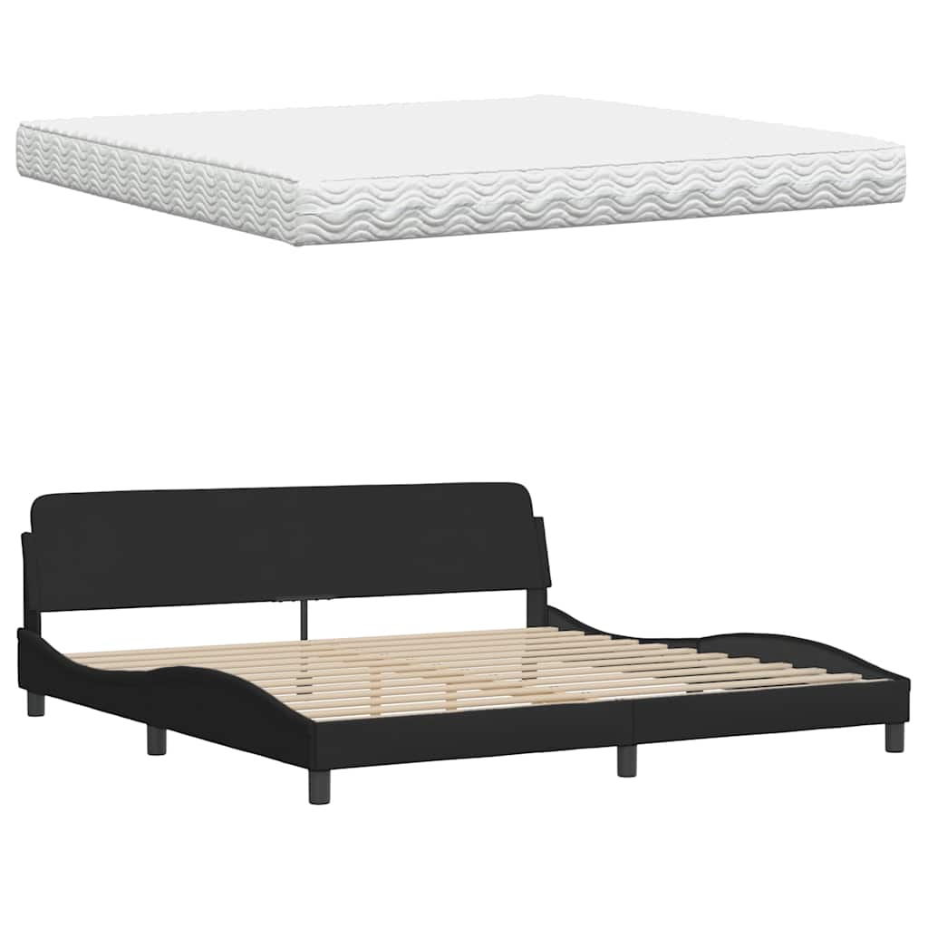 vidaXL Bett mit Matratze "Hanko" Schwarz 200x200 cm Stoff