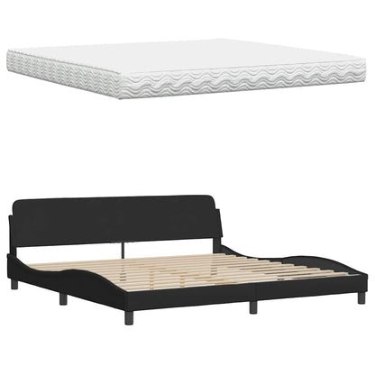vidaXL Bett mit Matratze "Hanko" Schwarz 200x200 cm Stoff