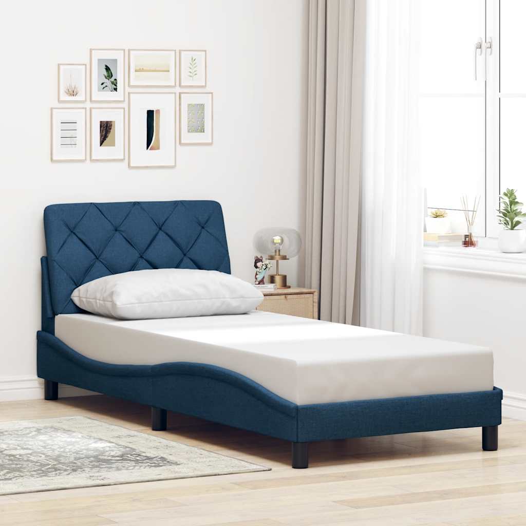 vidaXL Cadre de lit sans matelas bleu 80x200 cm tissu
