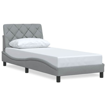 vidaXL Bettgestell ohne Matratze Hellgrau 90x190 cm Stoff