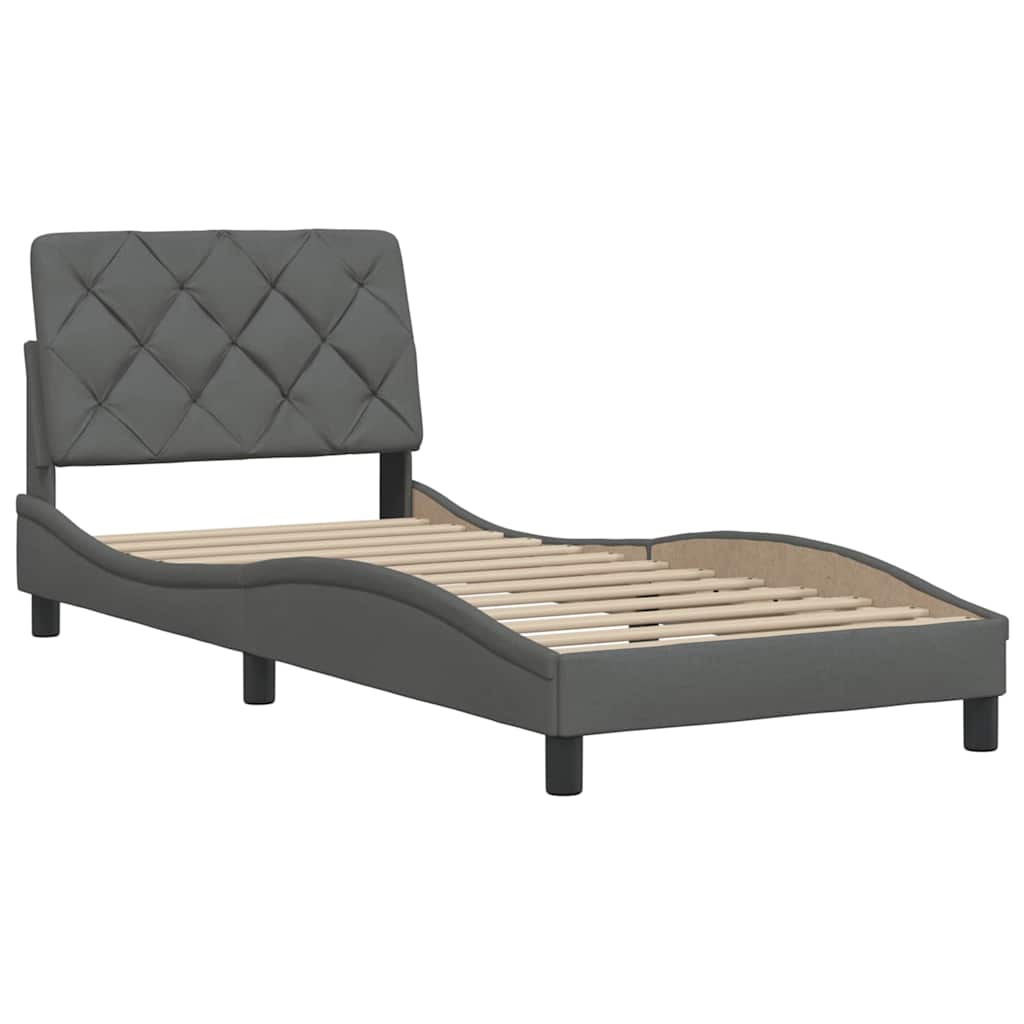 vidaXL Cadre de lit sans matelas Gris foncé 90x190 cm Tissu