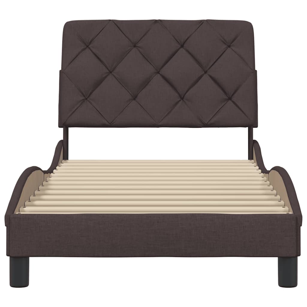 vidaXL Cadre de lit sans matelas Marron foncé 90x190 cm Tissu