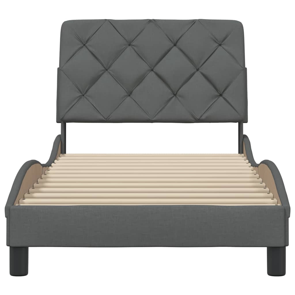 Bettgestell ohne Matratze Dunkelgrau 90x200 cm Stoff
