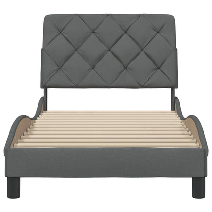 Bettgestell ohne Matratze Dunkelgrau 90x200 cm Stoff