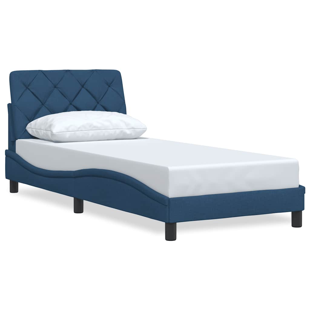 vidaXL Bettgestell ohne Matratze Blau 90x200 cm Stoff