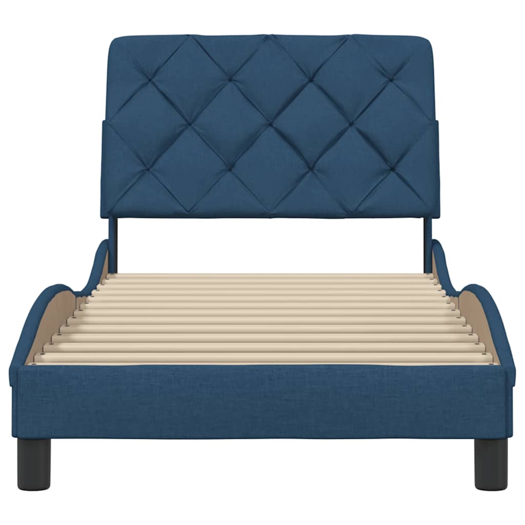 vidaXL Bettgestell ohne Matratze Blau 90x200 cm Stoff