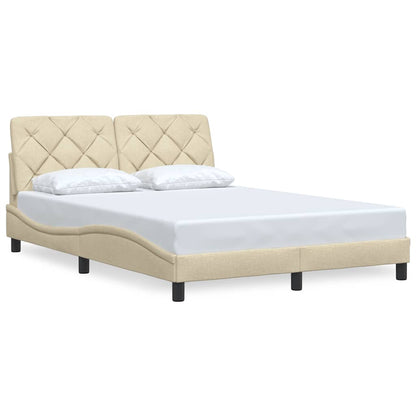 vidaXL Bettgestell ohne Matratze Creme 140x190 cm Stoff