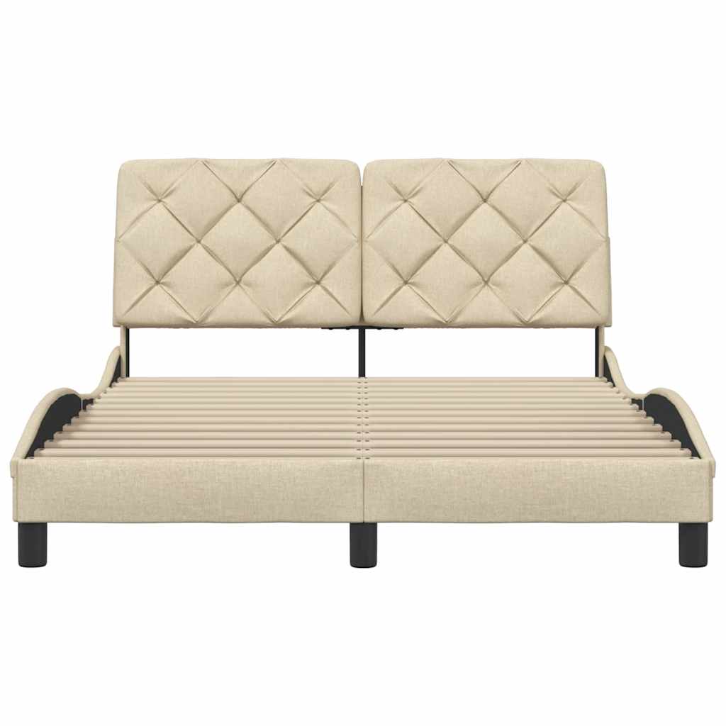vidaXL Bettgestell ohne Matratze Creme 140x190 cm Stoff
