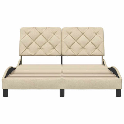 vidaXL Bettgestell ohne Matratze Creme 140x190 cm Stoff