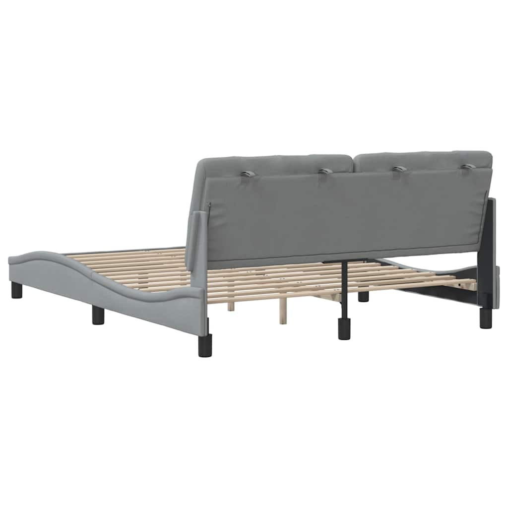 vidaXL Bettgestell ohne Matratze Hellgrau 160x200 cm Stoff
