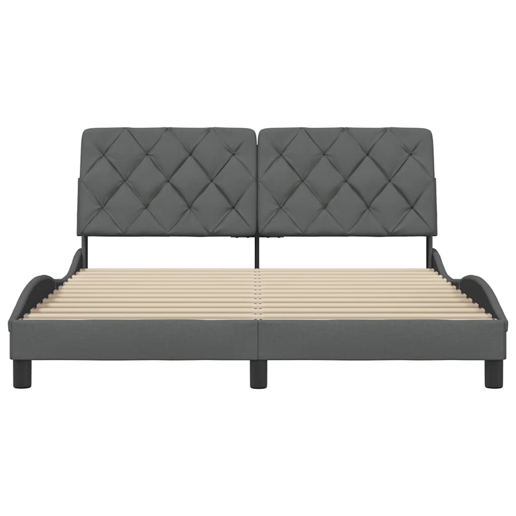 vidaXL Bettgestell ohne Matratze Dunkelgrau 160x200 cm Stoff