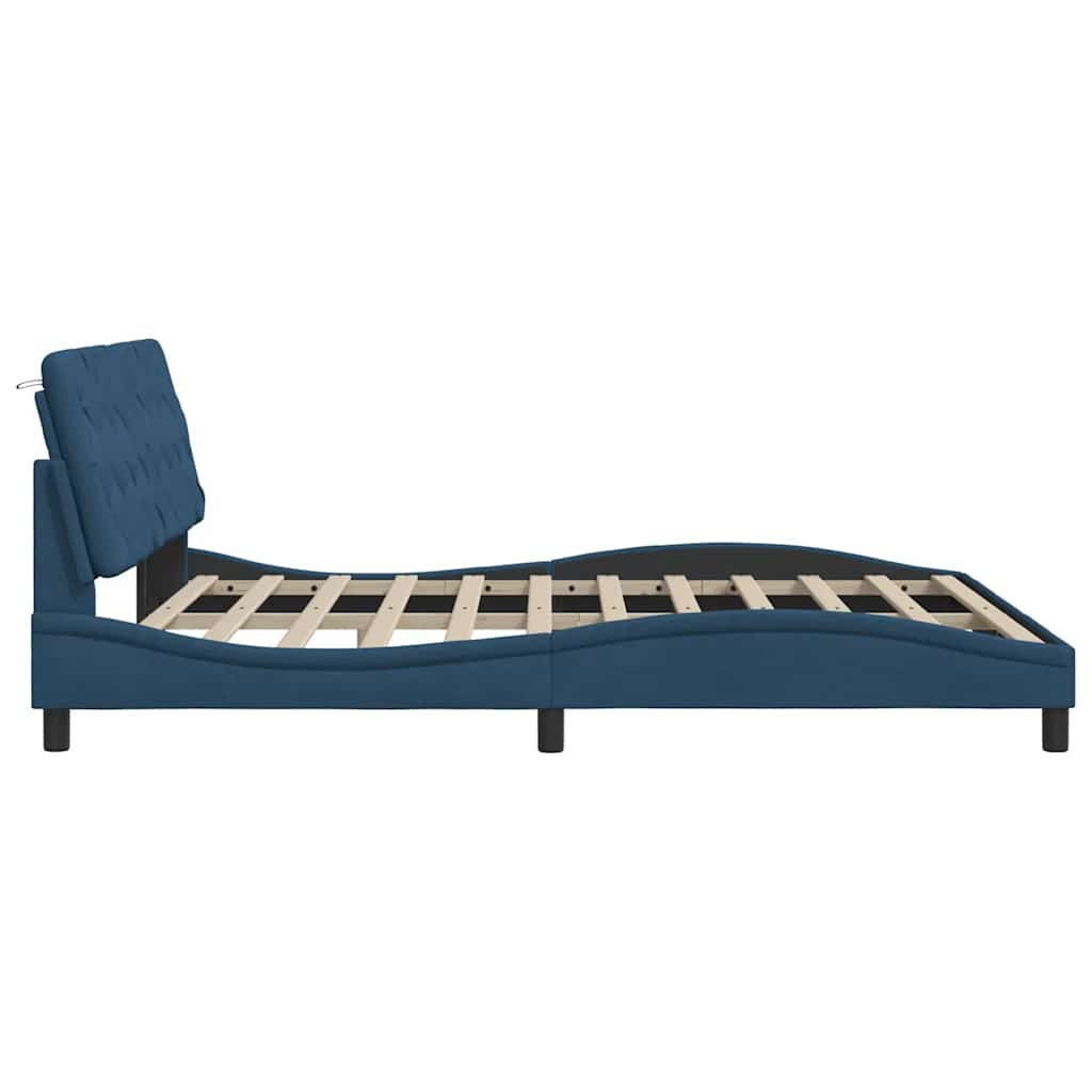 vidaXL Bettgestell ohne Matratze Blau 180x200 cm Stoff