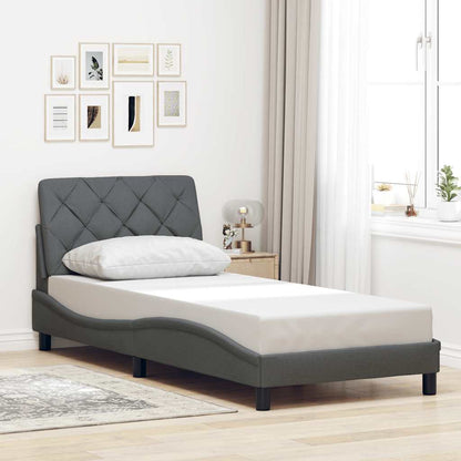 vidaXL Bettgestell mit LED ohne Matratze Dunkelgrau 80x200 cm Stoff