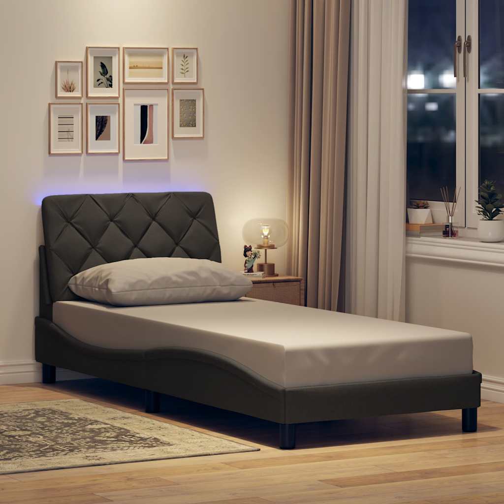 vidaXL Bettgestell mit LED ohne Matratze Dunkelgrau 80x200 cm Stoff
