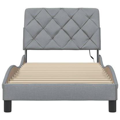 vidaXL Bettgestell mit LED ohne Matratze Hellgrau 90x190 cm Stoff