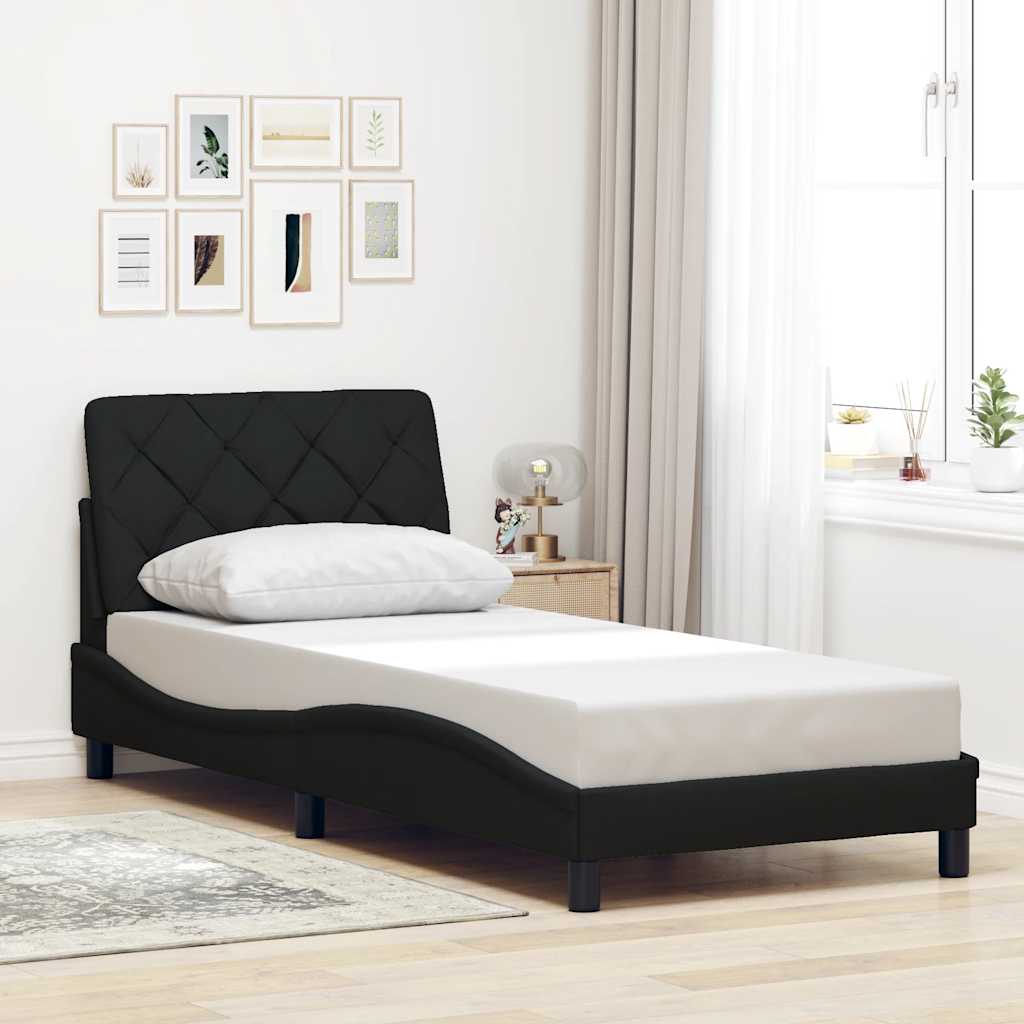 vidaXL Bettgestell mit LED ohne Matratze Schwarz 90x190 cm Stoff