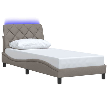 vidaXL Bettgestell mit LED ohne Matratze Taupe 90x190 cm Stoff
