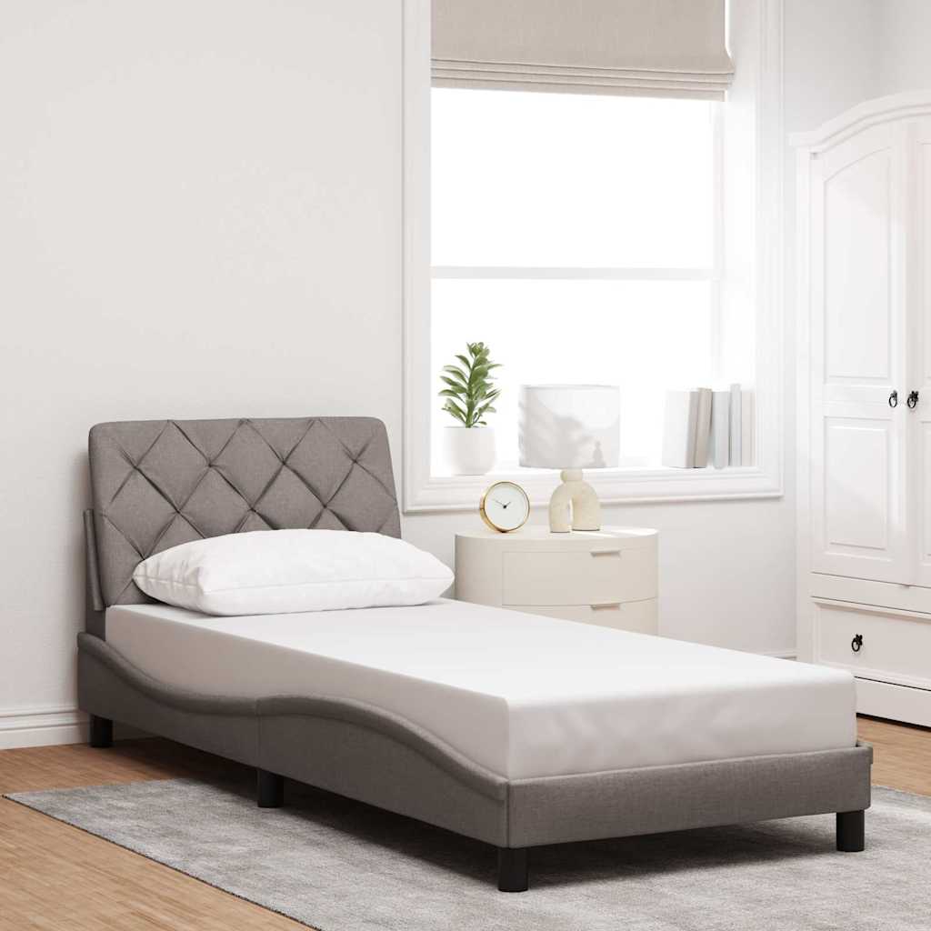 vidaXL Bettgestell mit LED ohne Matratze Taupe 90x190 cm Stoff