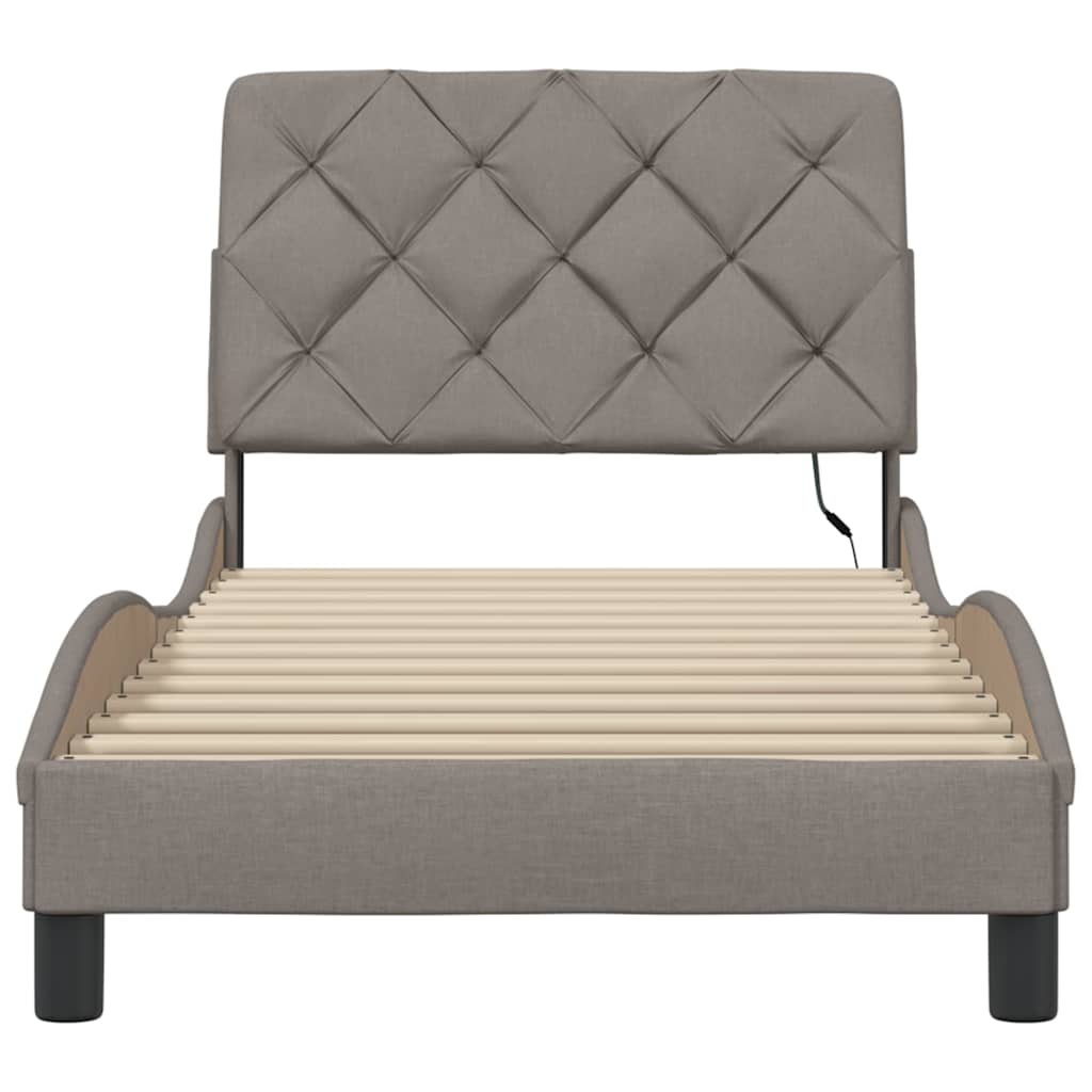 vidaXL Bettgestell mit LED ohne Matratze Taupe 90x190 cm Stoff