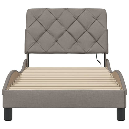 vidaXL Bettgestell mit LED ohne Matratze Taupe 90x190 cm Stoff