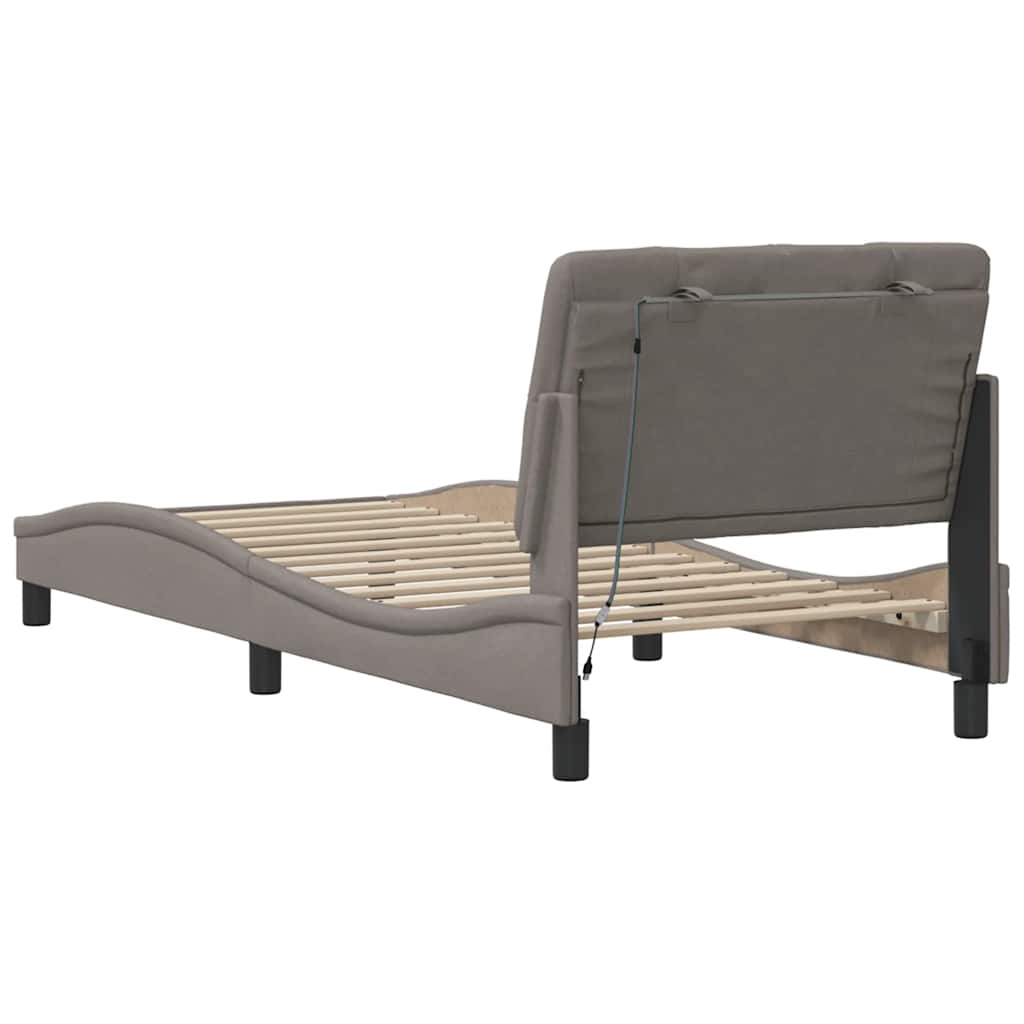 vidaXL Bettgestell mit LED ohne Matratze Taupe 90x190 cm Stoff