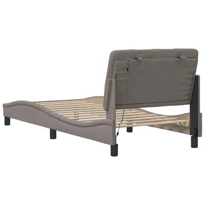 vidaXL Bettgestell mit LED ohne Matratze Taupe 90x190 cm Stoff