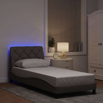 vidaXL Bettgestell mit LED ohne Matratze Taupe 90x190 cm Stoff