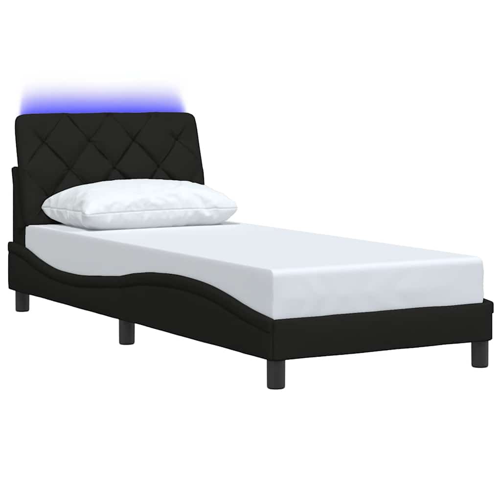 vidaXL Bettgestell mit LED ohne Matratze Schwarz 90x200 cm Stoff