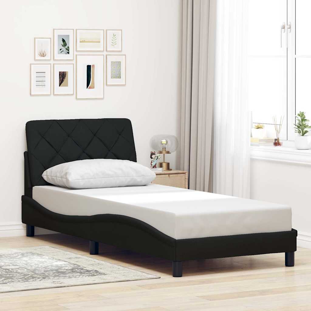 vidaXL Bettgestell mit LED ohne Matratze Schwarz 90x200 cm Stoff