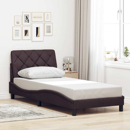 vidaXL Bettgestell mit LED ohne Matratze Dunkelbraun 90x200 cm Stoff