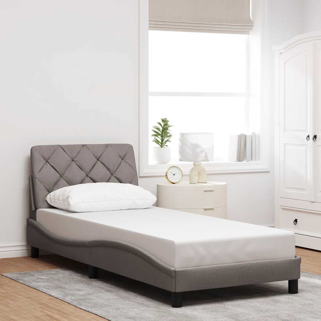 vidaXL Bettgestell mit LED ohne Matratze Taupe 90x200 cm Stoff
