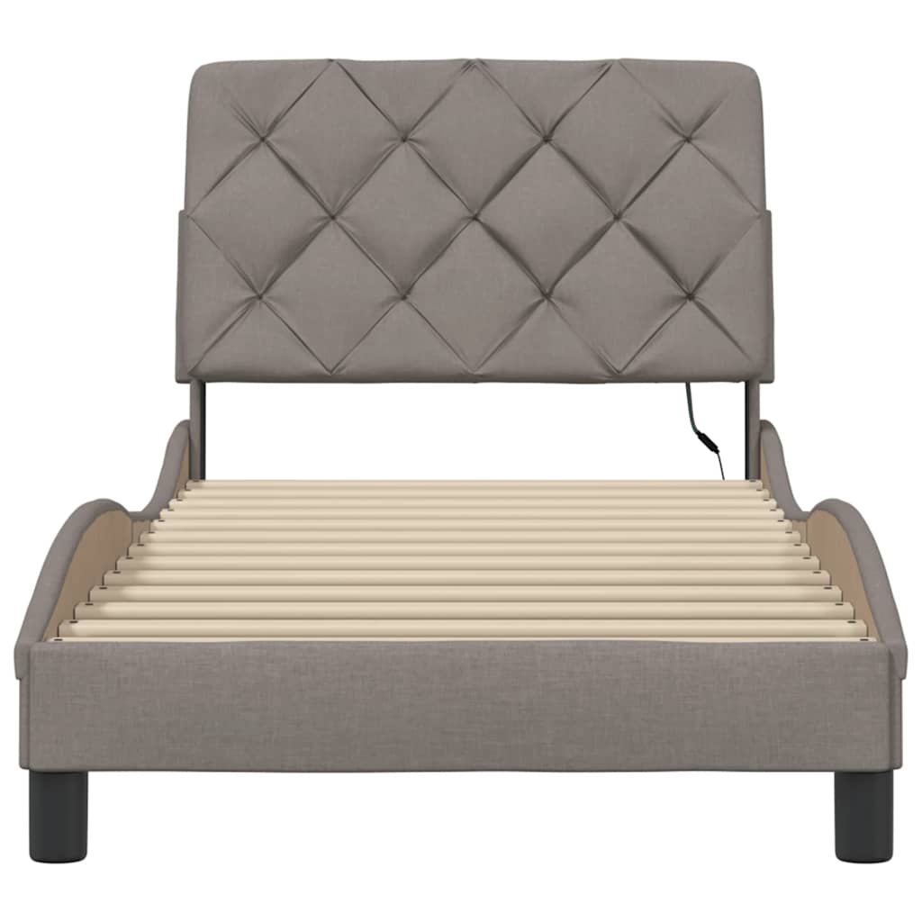 vidaXL Bettgestell mit LED ohne Matratze Taupe 90x200 cm Stoff