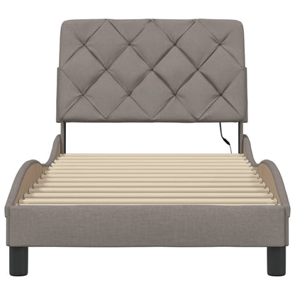 vidaXL Bettgestell mit LED ohne Matratze Taupe 90x200 cm Stoff