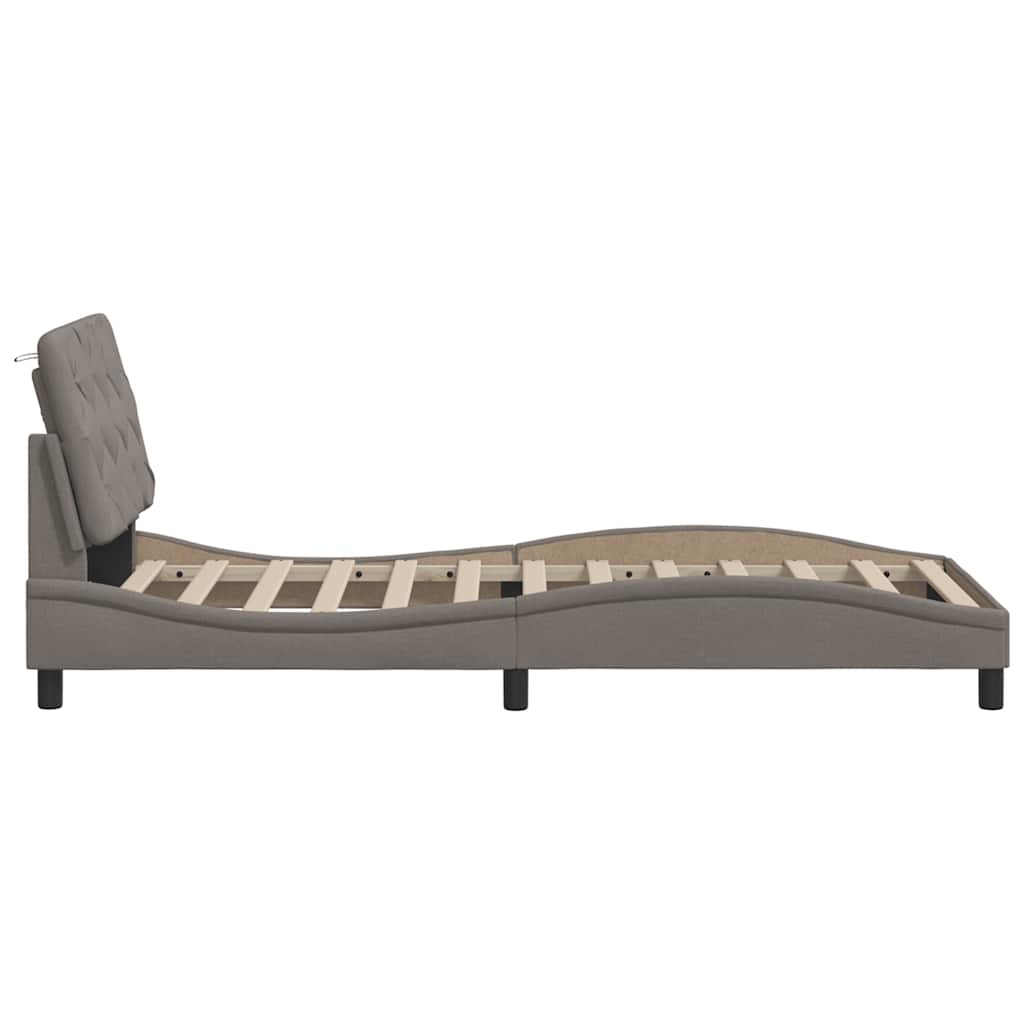 vidaXL Bettgestell mit LED ohne Matratze Taupe 90x200 cm Stoff