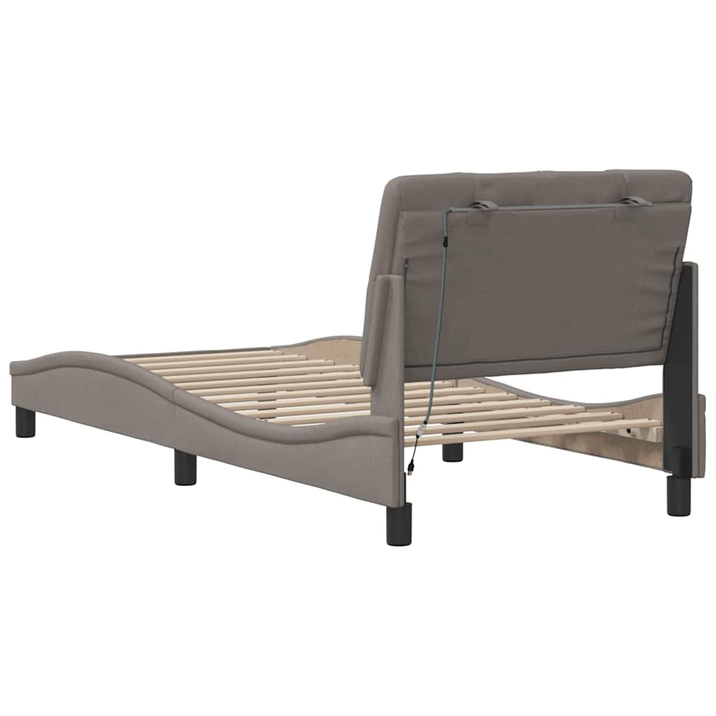 vidaXL Bettgestell mit LED ohne Matratze Taupe 90x200 cm Stoff