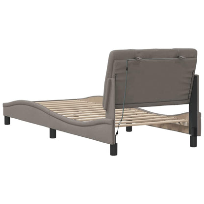 vidaXL Bettgestell mit LED ohne Matratze Taupe 90x200 cm Stoff