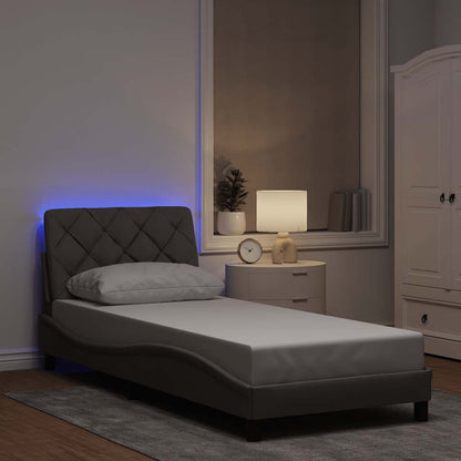 vidaXL Bettgestell mit LED ohne Matratze Taupe 90x200 cm Stoff