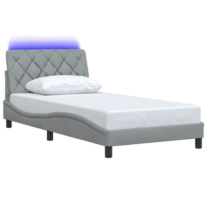 vidaXL Bettgestell mit LED ohne Matratze Hellgrau 100x200 cm Stoff