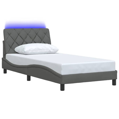 vidaXL Bettgestell mit LED ohne Matratze Dunkelgrau 100x200 cm Stoff