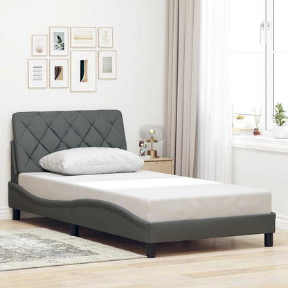 vidaXL Bettgestell mit LED ohne Matratze Dunkelgrau 100x200 cm Stoff