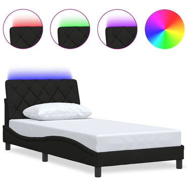 vidaXL Bettgestell mit LED ohne Matratze Schwarz 100x200 cm Stoff