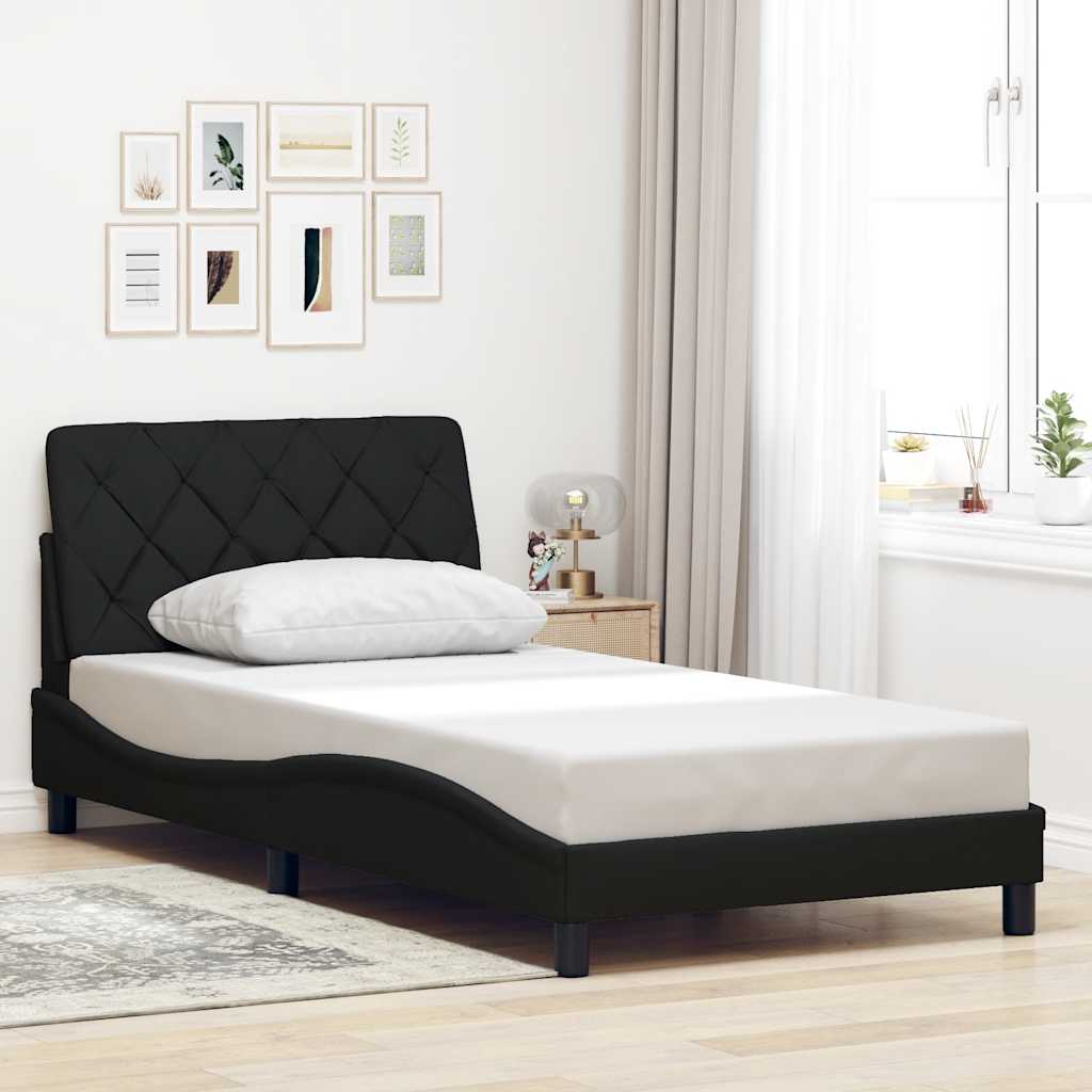 vidaXL Bettgestell mit LED ohne Matratze Schwarz 100x200 cm Stoff