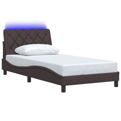 vidaXL Bettgestell mit LED ohne Matratze Dunkelbraun 100x200 cm Stoff